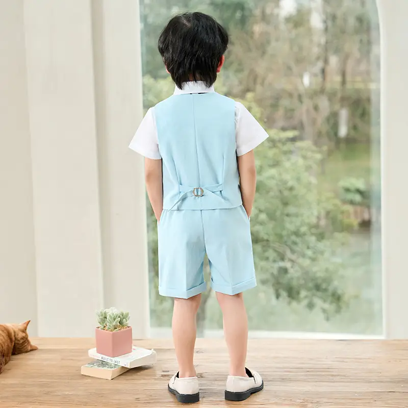 Children's Light Blue Vest Suit for Boys Spring Summer - Image 6