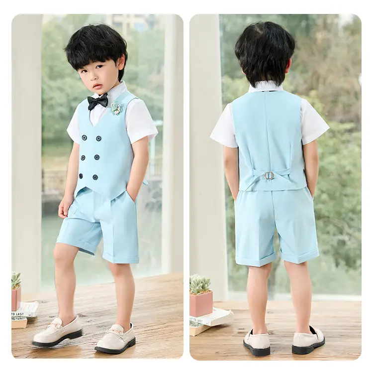 Children's Light Blue Vest Suit for Boys Spring Summer — feature 10