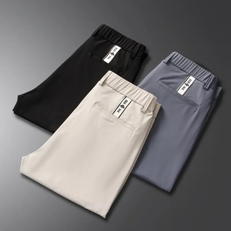 Men's Black Ice Silk Loose Straight Pants - Image 7