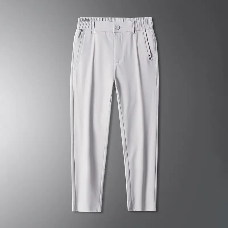 Men's Black Ice Silk Loose Straight Pants - Image 9