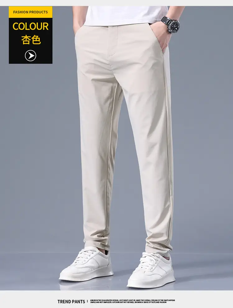 Men's Black Ice Silk Loose Straight Pants — feature 16