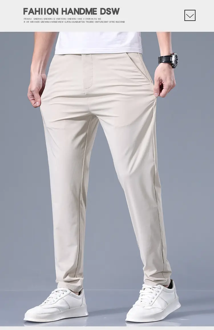 Men's Black Ice Silk Loose Straight Pants — feature 18