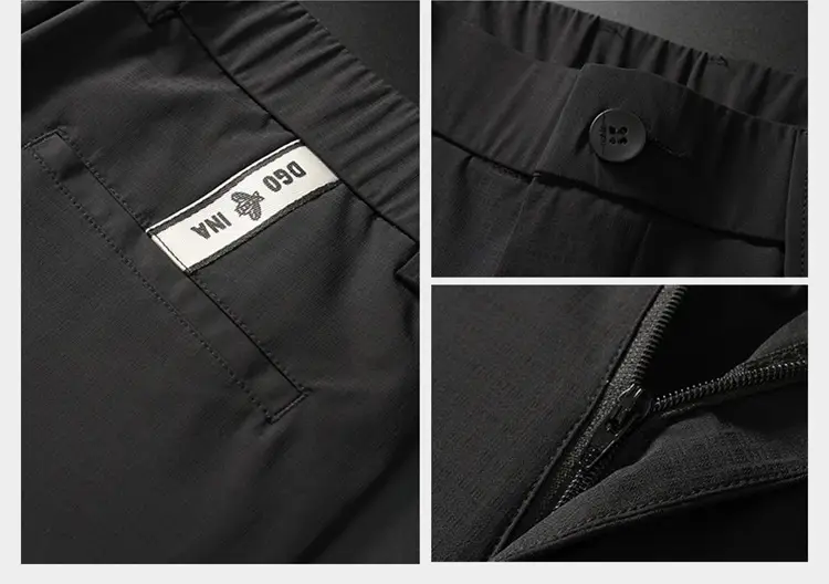 Men's Black Ice Silk Loose Straight Pants — feature 5