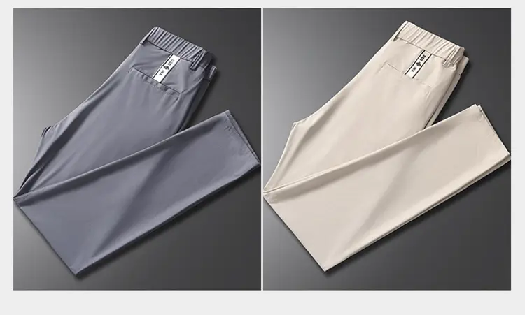Men's Black Ice Silk Loose Straight Pants — feature 8