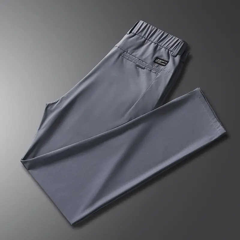Men's Black Ice Silk Loose Straight Pants - Image 2