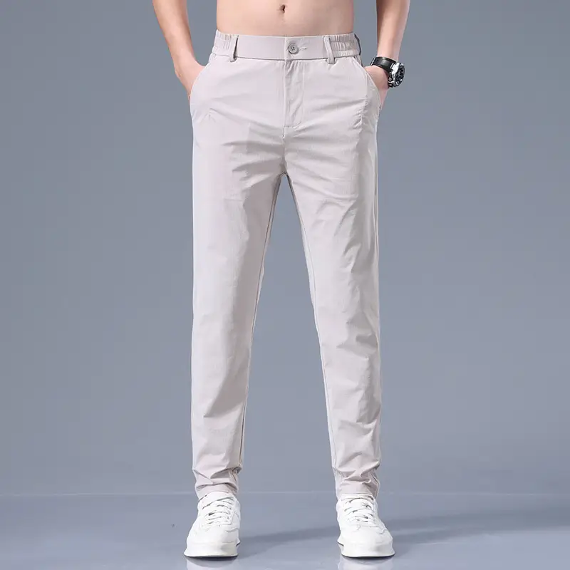 Men's Black Ice Silk Loose Straight Pants - Image 6