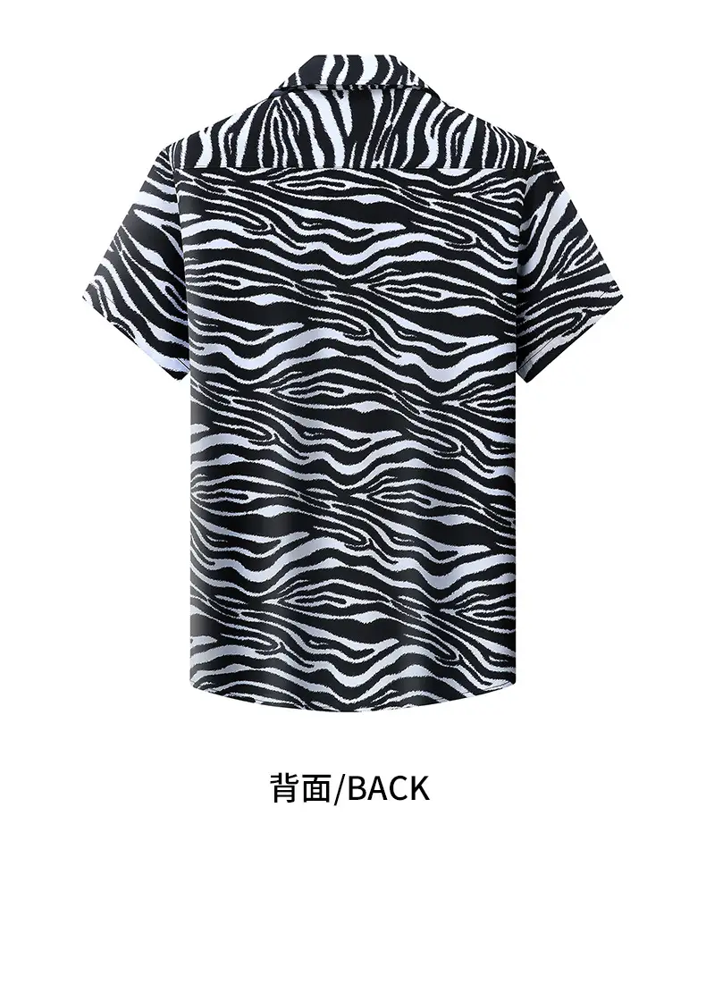 Men's Digital Printed Cuban Collar Shirt Extra Large Blue Patterned — feature 12