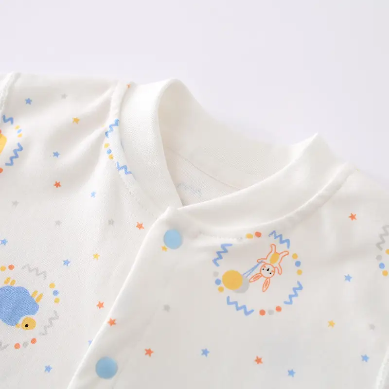 Baby Long Sleeve Cotton Suit White Animal Print - Image 7