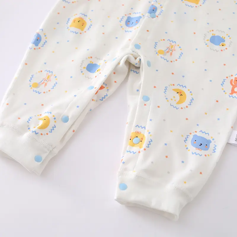 Baby Long Sleeve Cotton Suit White Animal Print - Image 8