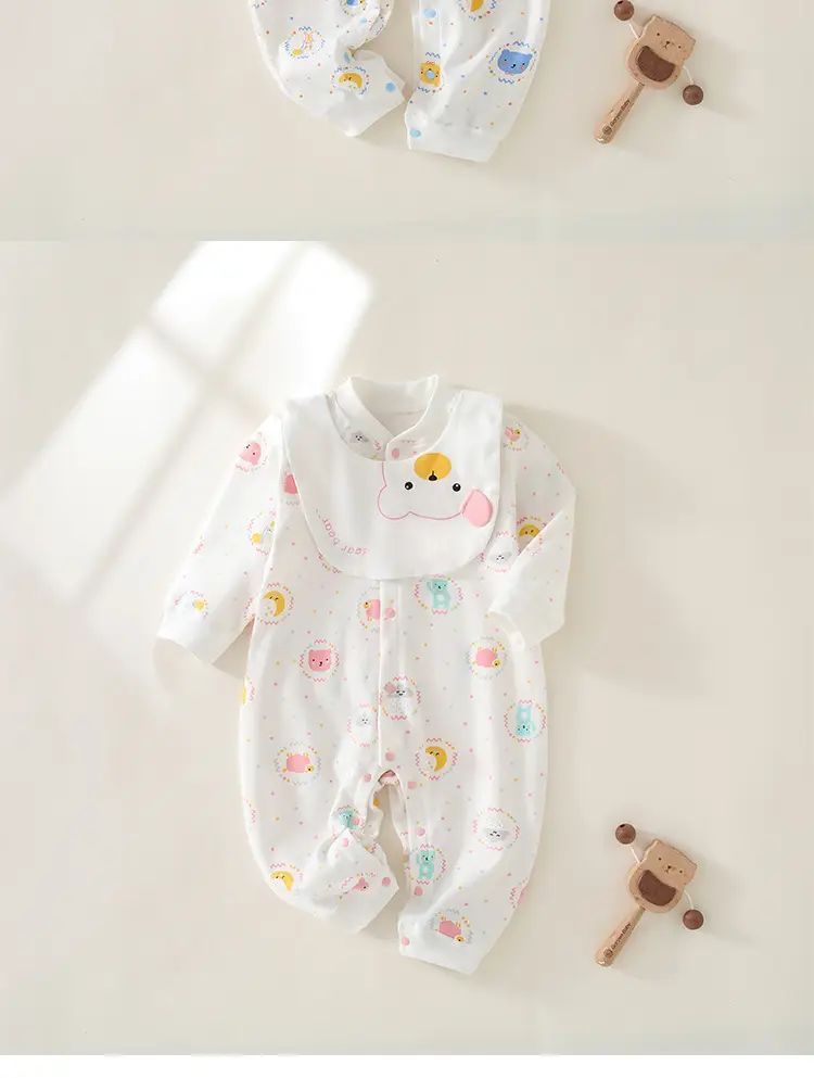 Baby Long Sleeve Cotton Suit White Animal Print — feature 27