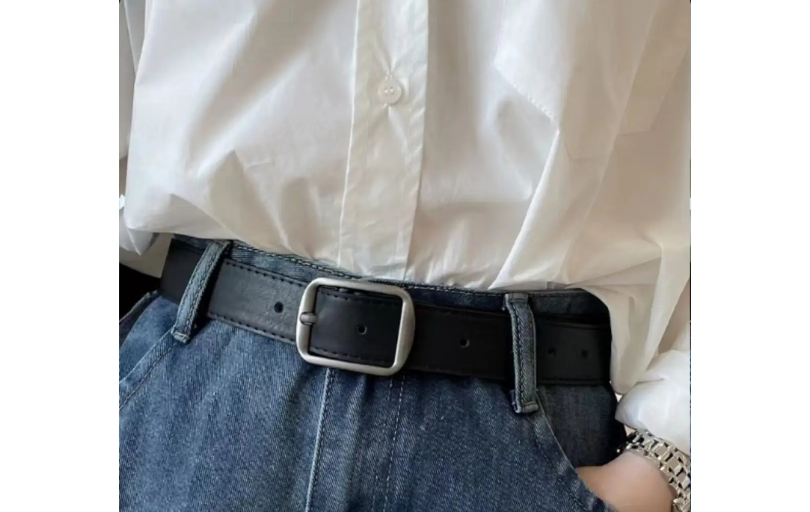 Women's Korean-style Matte Silver Belt β feature 15