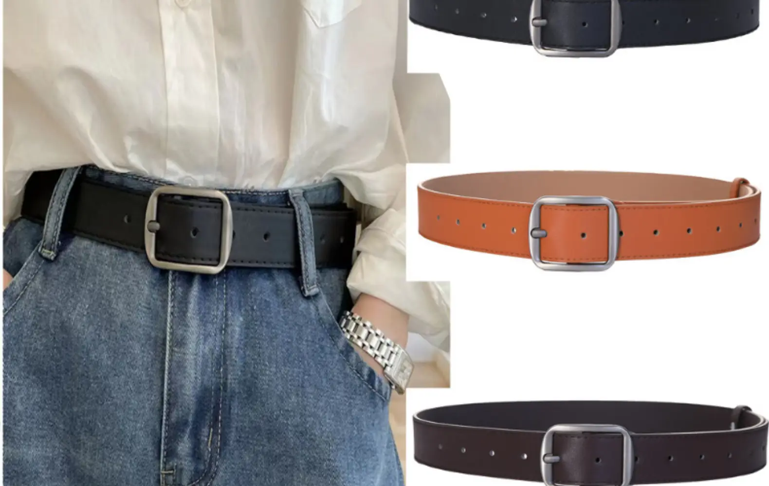 Women's Korean-style Matte Silver Belt β feature 2