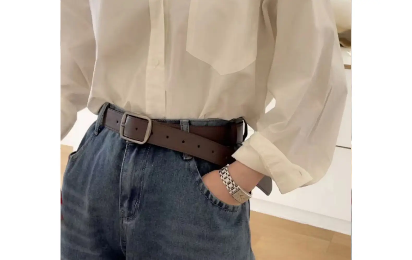 Women's Korean-style Matte Silver Belt β feature 20