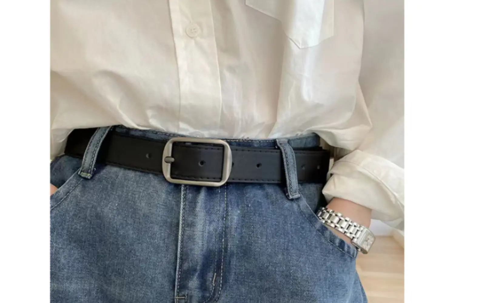 Women's Korean-style Matte Silver Belt β feature 26