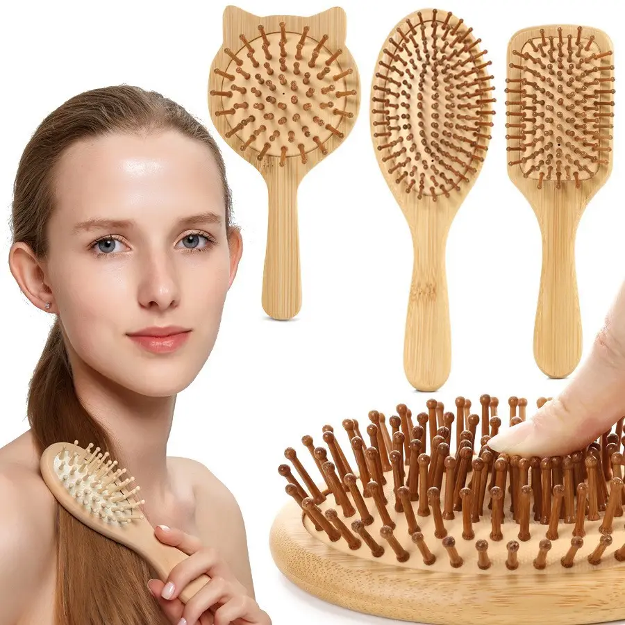 Bamboo Hair Brush for Women with Rubber Handle - Image 23