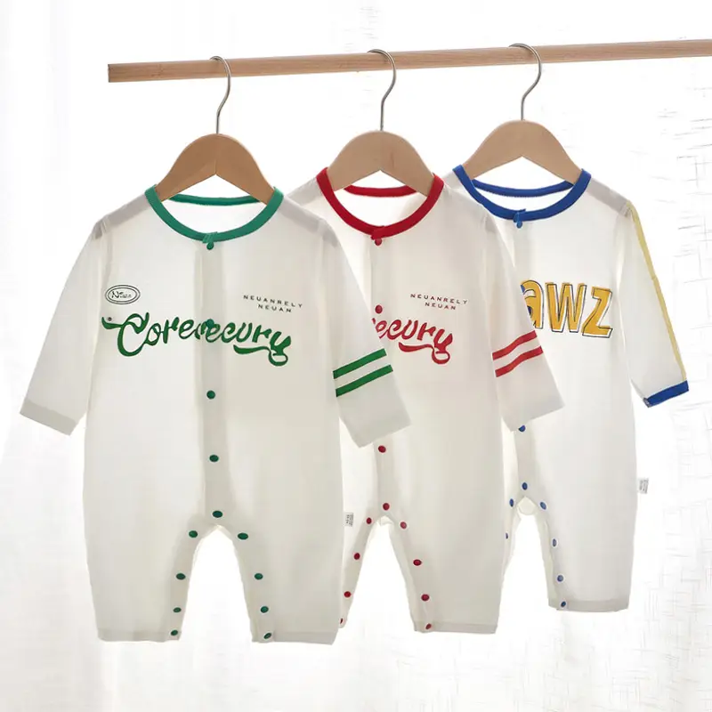 Baby's Green Embroidered Modal Jumpsuit Summer Pajamas