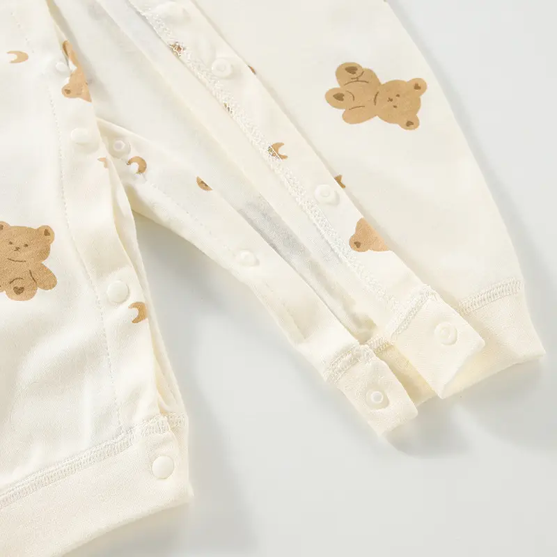 Baby Cotton Cartoon Bear Jumpsuit White Spring Autumn - Image 9