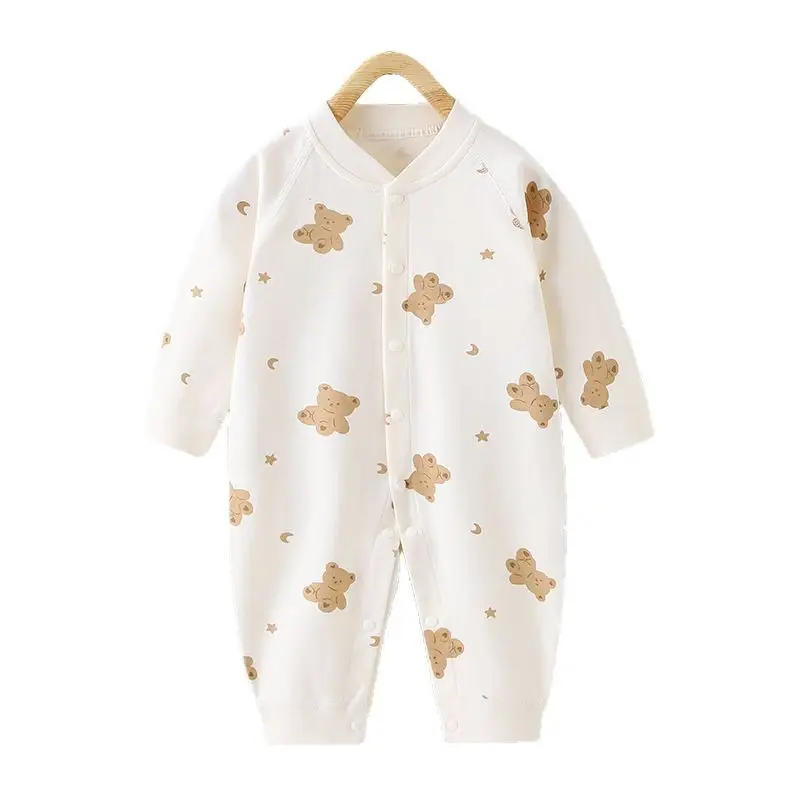 Baby Cotton Cartoon Bear Jumpsuit White Spring Autumn - Image 10