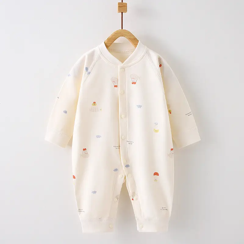 Baby Cotton Cartoon Bear Jumpsuit White Spring Autumn - Image 5