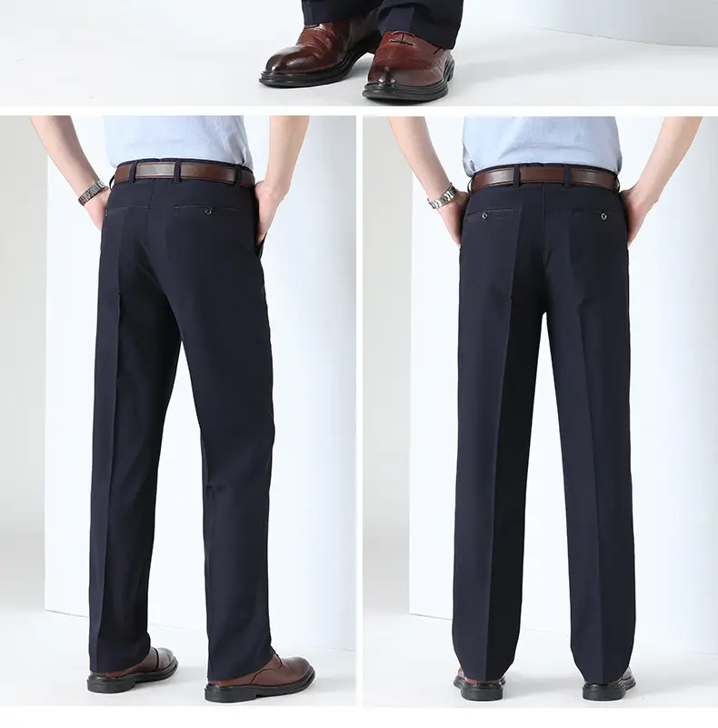 Men Ice Silk Pants Grey Loose Straight High Waist — feature 22