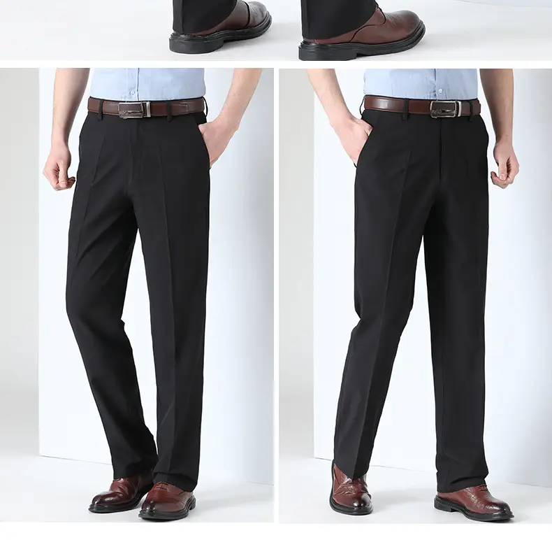 Men Ice Silk Pants Grey Loose Straight High Waist — feature 25