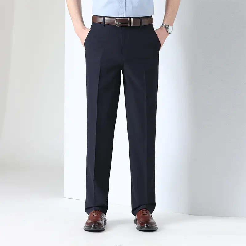 Men Ice Silk Pants Grey Loose Straight High Waist - Image 3