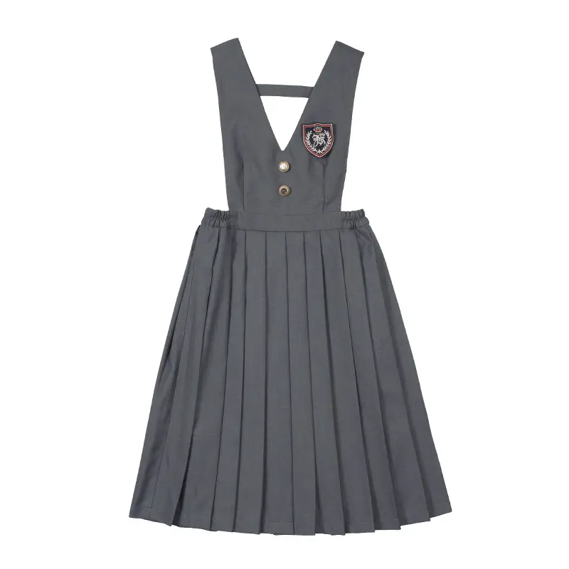 Children's School Uniforms White Gray Plaid Skirt Set - Image 2