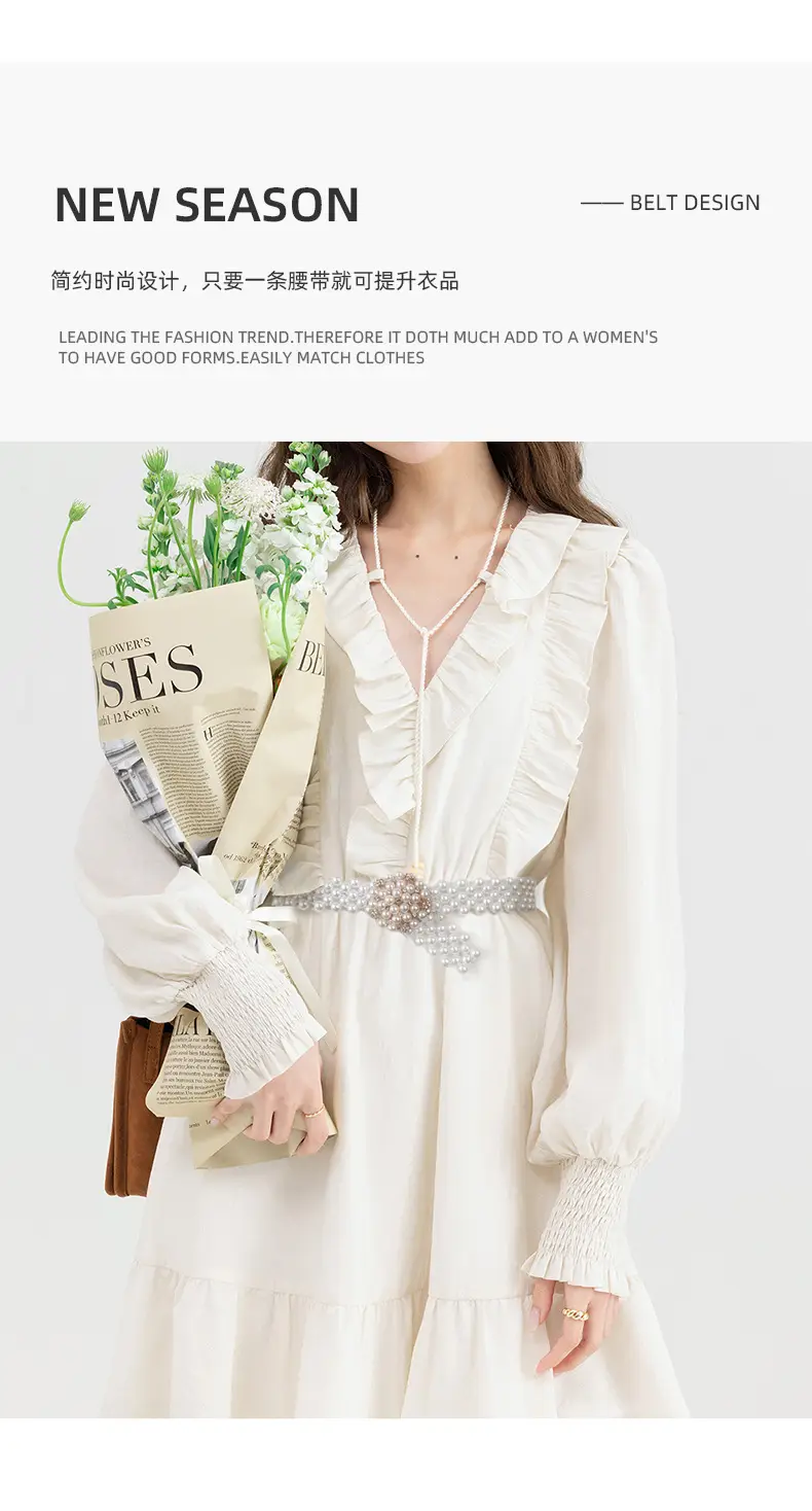 2023 Pearl Elastic Belt Skirt Women's Dress — feature 6