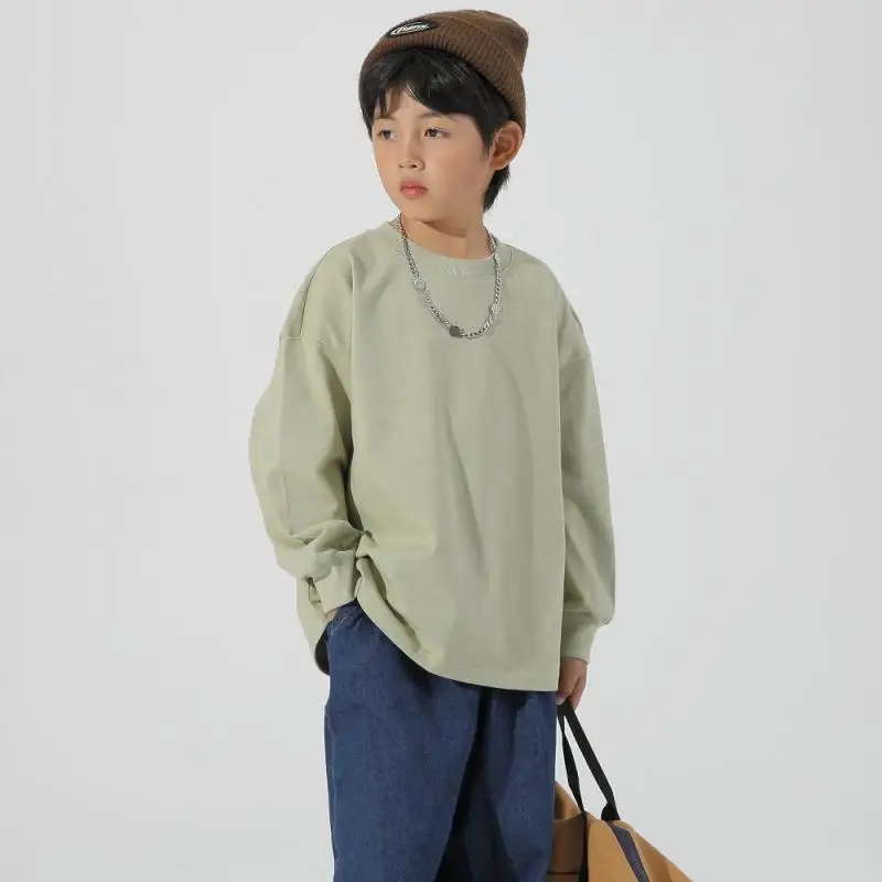 Children Pure Cotton White Long Sleeve T-Shirt Round Neck - Image 12