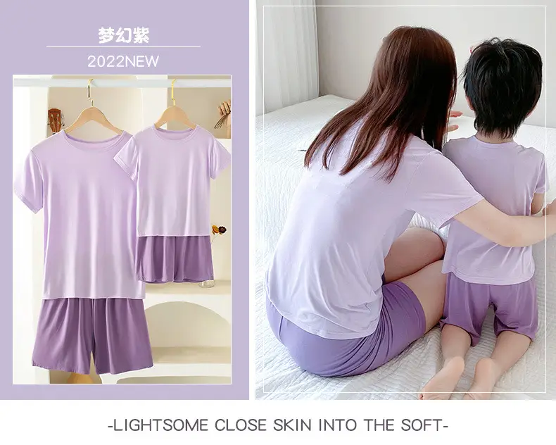 New Children's Purple Modal Pajama Set for Boys Girls — feature 14