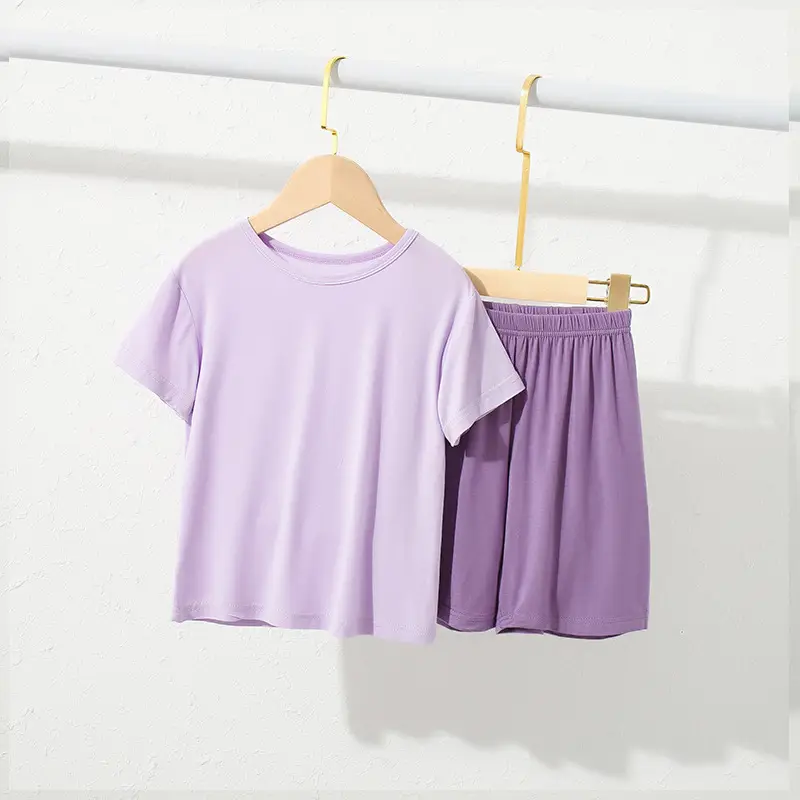 New Children's Purple Modal Pajama Set for Boys Girls - Image 6