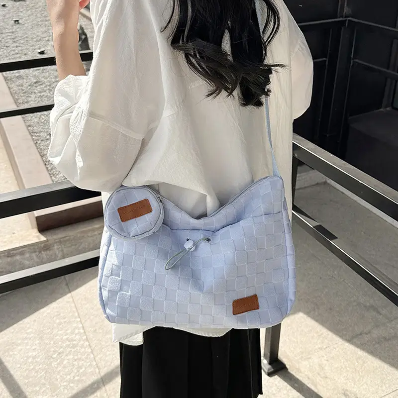 2023 Korean Style Light Blue Shoulder Bag with Crossbody Strap