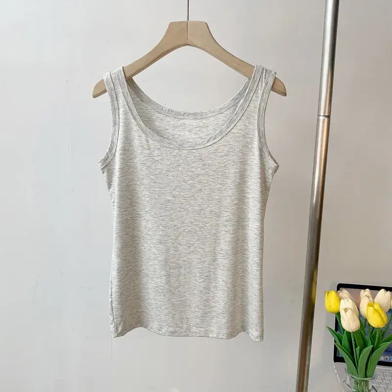 Summer U-Neck Slim Fit Sports Vest Solid Black - Image 8