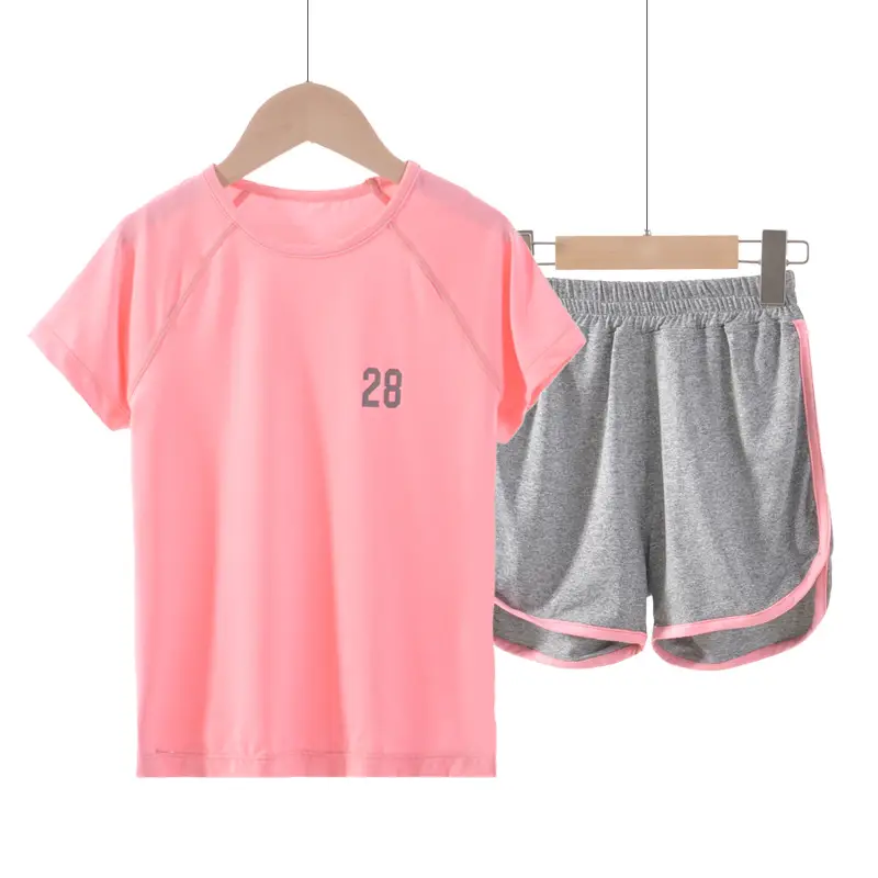Children's Pink 2-Piece Sports Suit Short Sleeve - Image 2