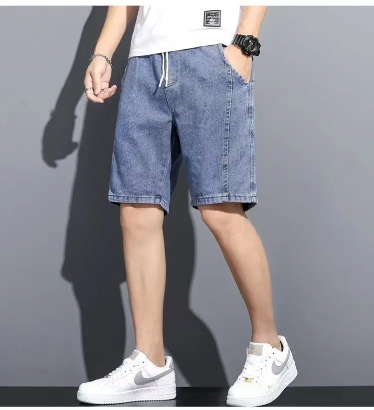 Men Denim Drawstring Shorts 2023 New Style — feature 12