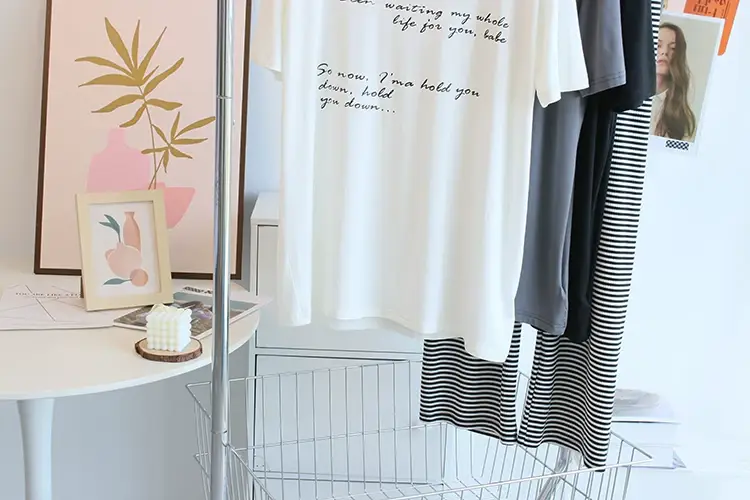 Women Large Neckline Modal T-Shirt Grey Letters Casual Summer — feature 4
