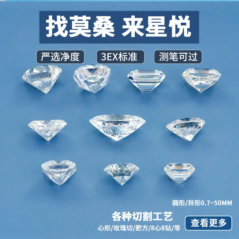 1 Carat Moissanite Fancy Cut Def Color Vvs Bare Stone - Image 2
