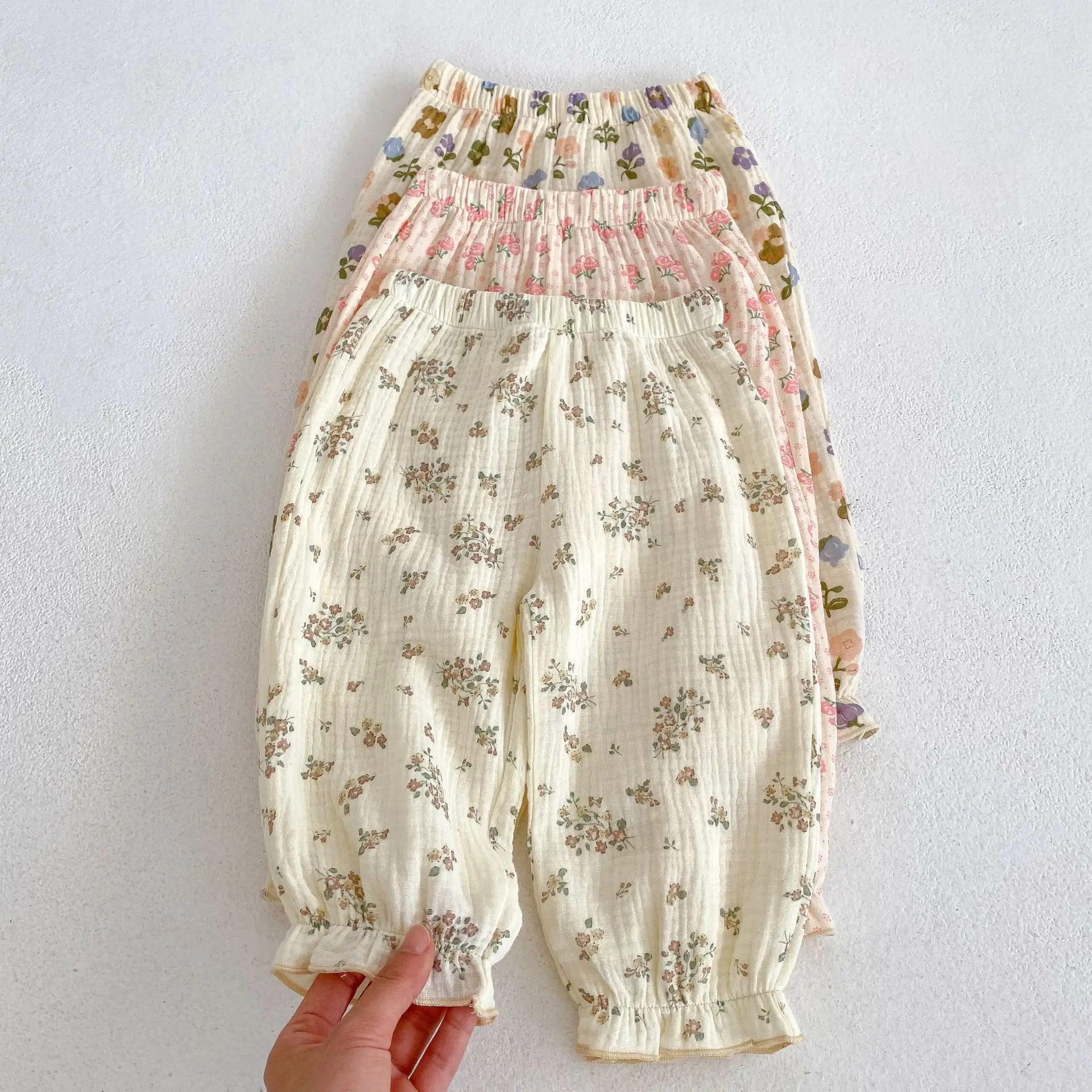 Baby Girl Floral Cotton Capri Pants Anti-Mosquito