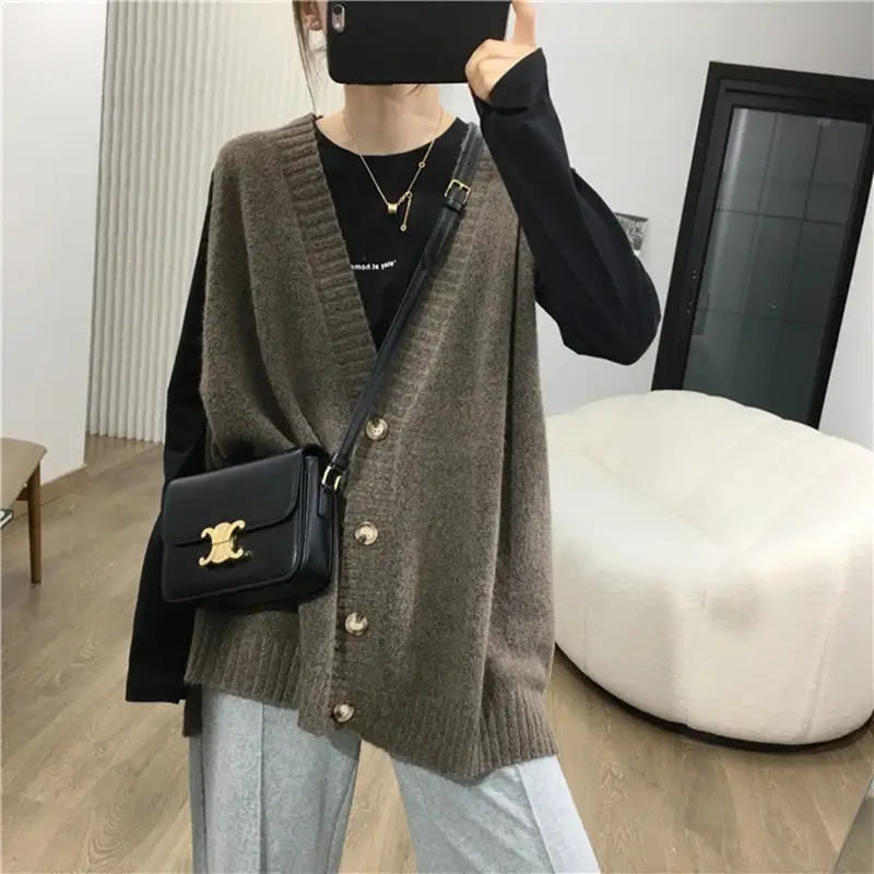 Women's V-Neck Knitted Sweater Vest Cream — feature 14