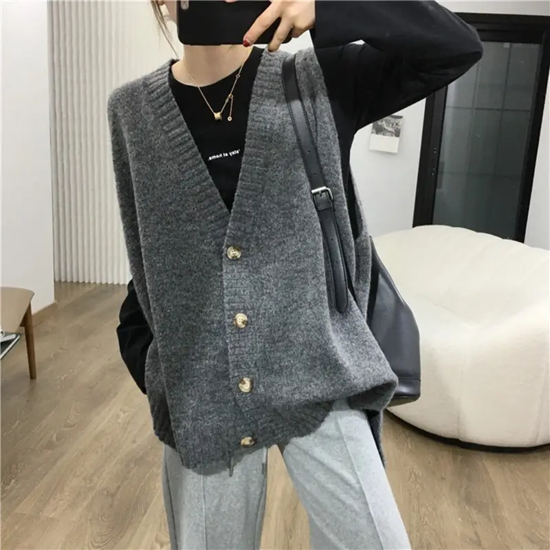 Women's V-Neck Knitted Sweater Vest Cream - Image 3