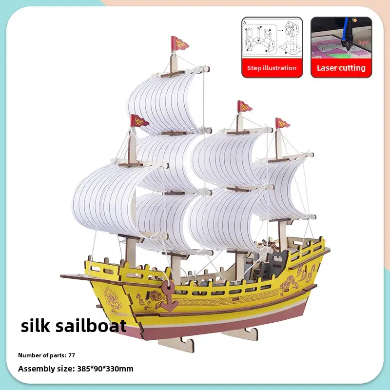 Ming Dynasty Wooden 3D Puzzle Ship Toy - Image 10