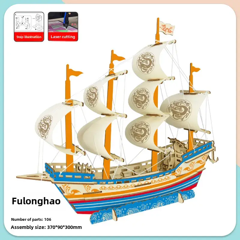 Ming Dynasty Wooden 3D Puzzle Ship Toy - Image 13