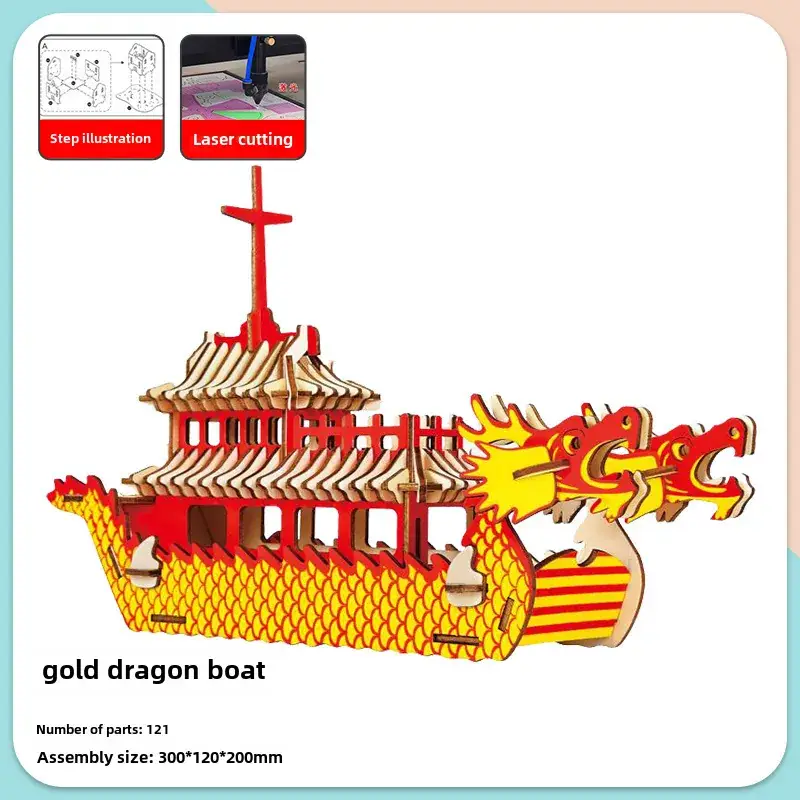 Ming Dynasty Wooden 3D Puzzle Ship Toy - Image 8