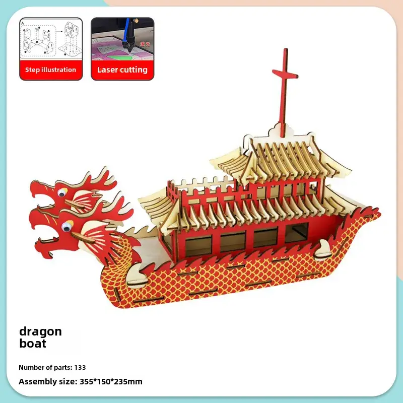 Ming Dynasty Wooden 3D Puzzle Ship Toy - Image 9