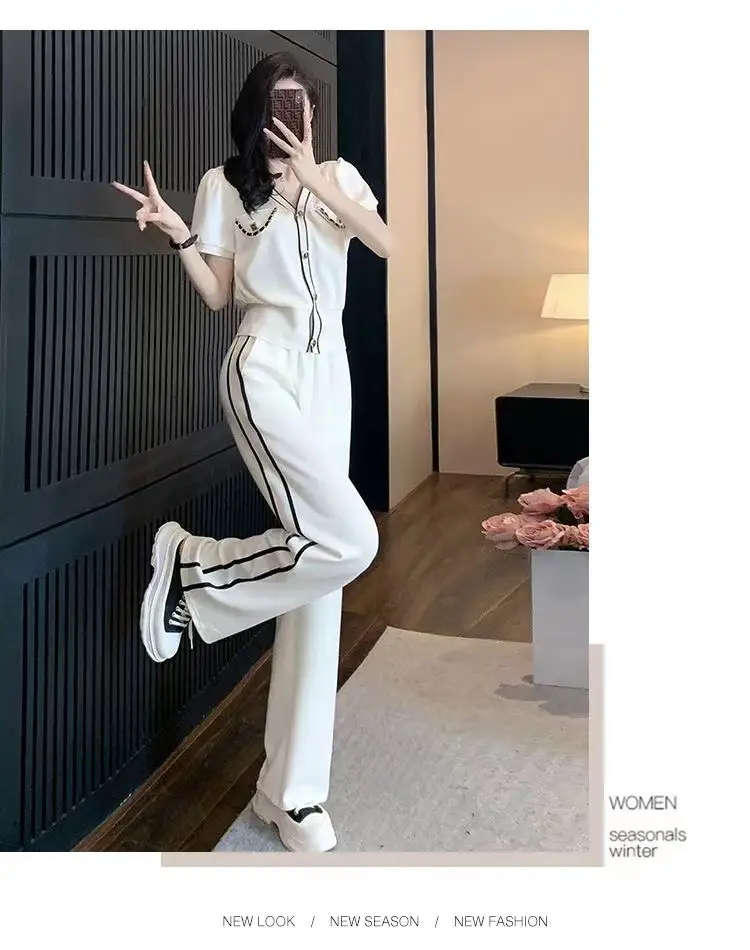 Women V-Neck Wide Leg Pants 2025 Casual Suit — feature 10