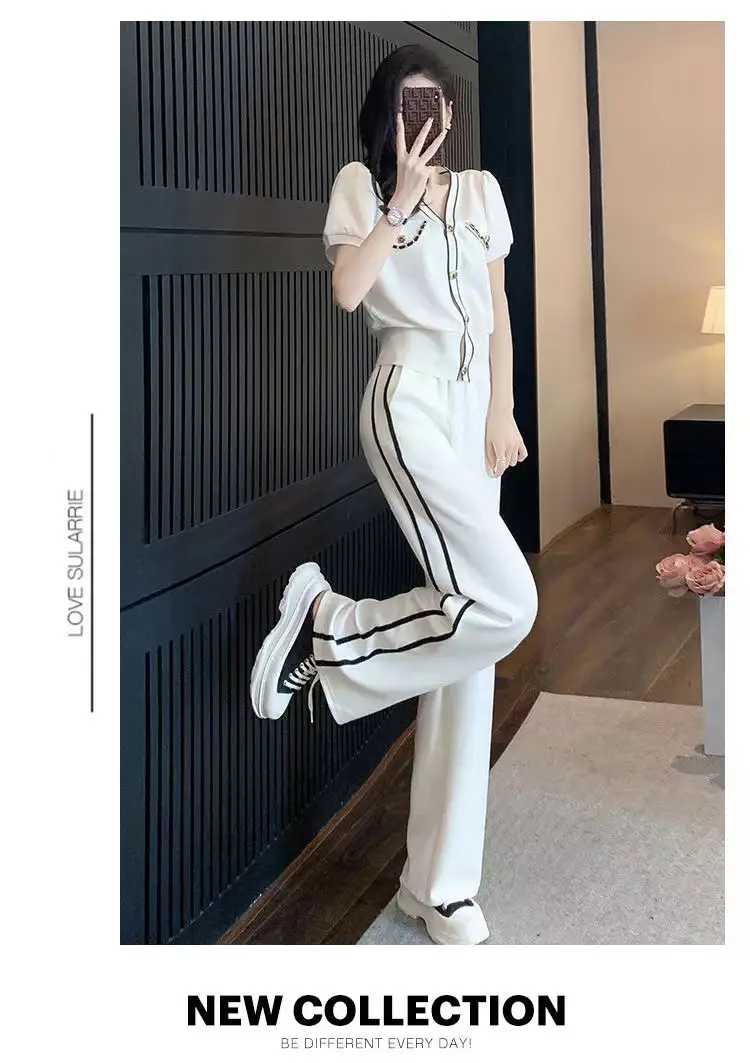 Women V-Neck Wide Leg Pants 2025 Casual Suit — feature 11