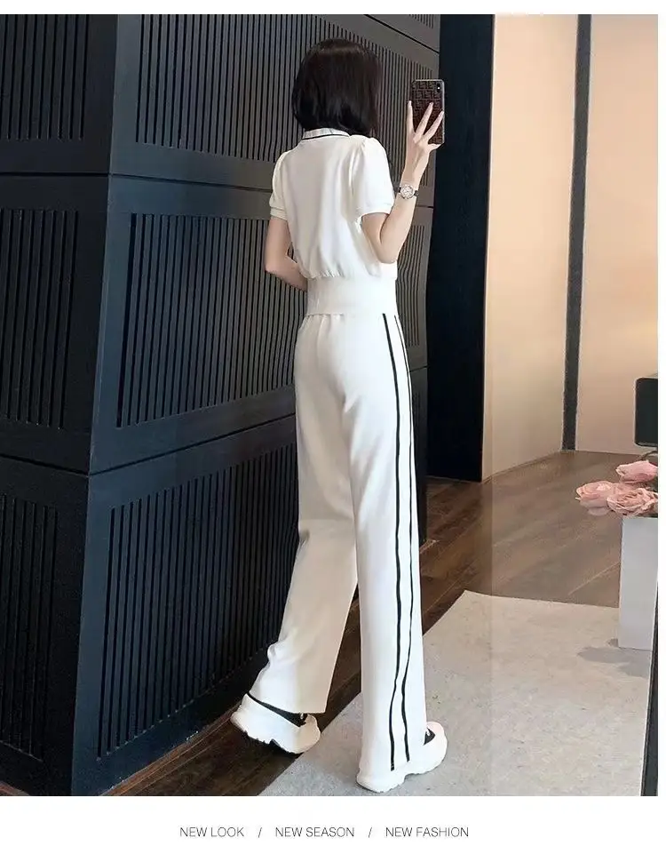 Women V-Neck Wide Leg Pants 2025 Casual Suit — feature 15