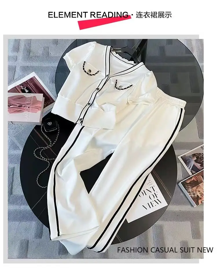 Women V-Neck Wide Leg Pants 2025 Casual Suit — feature 3