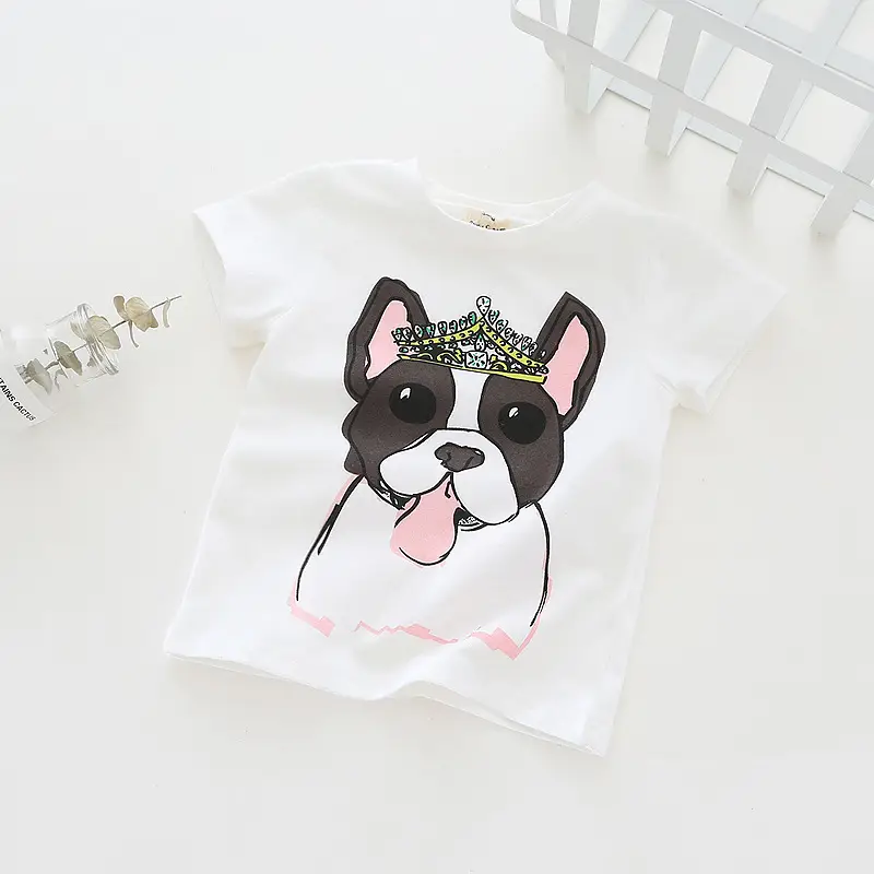 2024 Korean Style Girls Cartoon Dog T-Shirt Black - Image 6