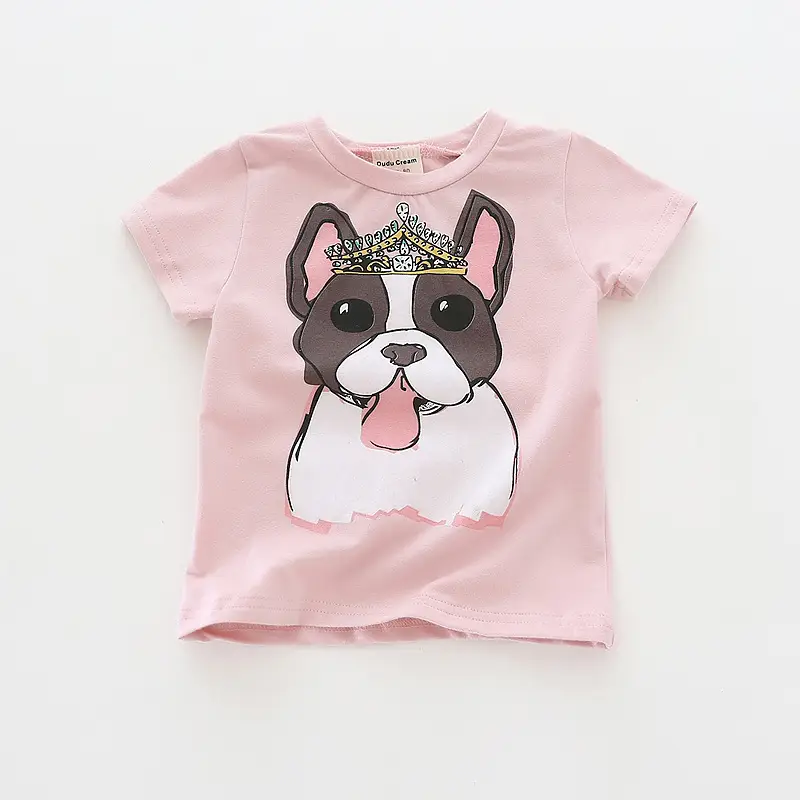 2024 Korean Style Girls Cartoon Dog T-Shirt Black - Image 2